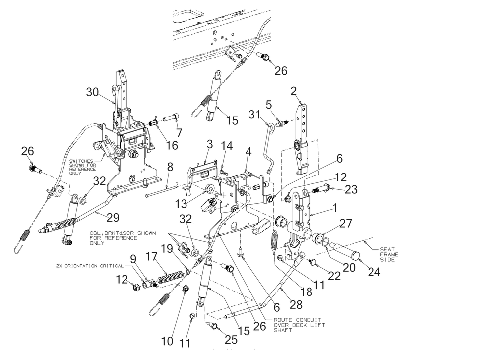 Controls Diagram and Parts List for Z-FORCELX54KW (17AIDAUC010)(2018) Cub Cadet Lawn Tractor